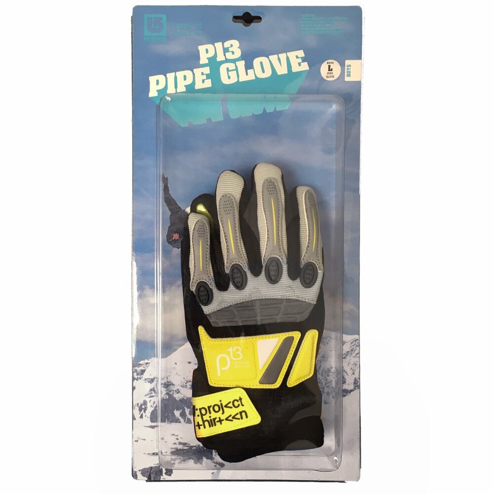NEW Burton Snowboards P13 Kids Pipeline Gloves! L or XL Cool Black & Gray Design